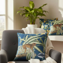 Load image into Gallery viewer, Tropical Tapestry Teal Velvet Cushion