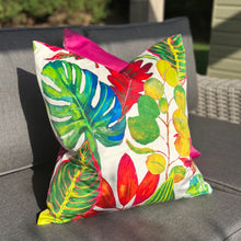 Load image into Gallery viewer, Botanical Burst Pink Velvet Cushion