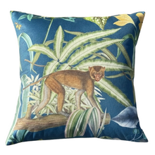 Load image into Gallery viewer, Tropical Tapestry Teal Velvet Cushion