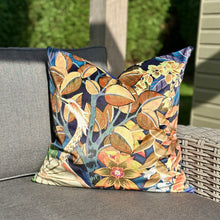 Load image into Gallery viewer, Indigo Bloom Velvet Cushion