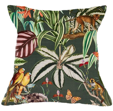 Load image into Gallery viewer, Tropical Tapestry Green Velvet Cushion