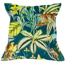 Load image into Gallery viewer, Tropical Tapestry Teal Velvet Cushion