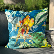 Load image into Gallery viewer, Tropical Tapestry Teal Velvet Cushion