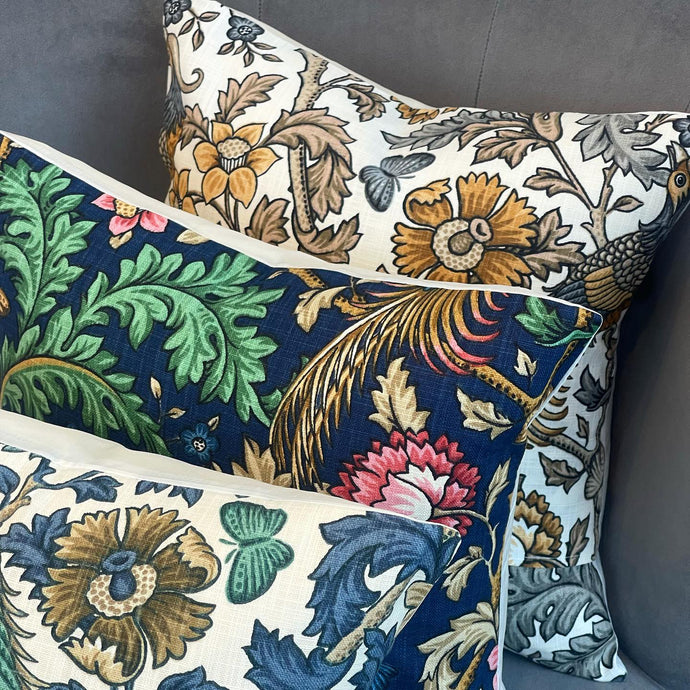 Bespoke Cushion Collection: Foliage Patterns & Contrasting Colour Palettes