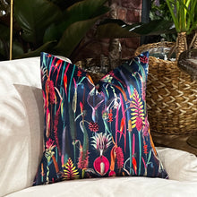 Load image into Gallery viewer, Set of 3 Floral Navy Velvet Cushions

