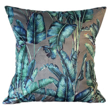 Load image into Gallery viewer, Botanical Grey Leaf Velvet Cushion

