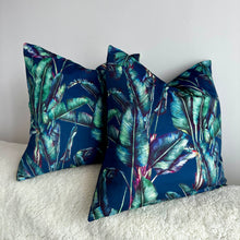 Load image into Gallery viewer, Botanical Navy Leaf Velvet Cushion
