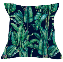 Load image into Gallery viewer, Botanical Navy Leaf Velvet Cushion

