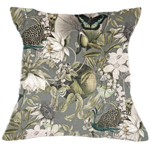 Load image into Gallery viewer, Exotic Peacock Grey Velvet Cushion
