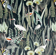 Load image into Gallery viewer, Midnight Garden Green Bird Cushion
