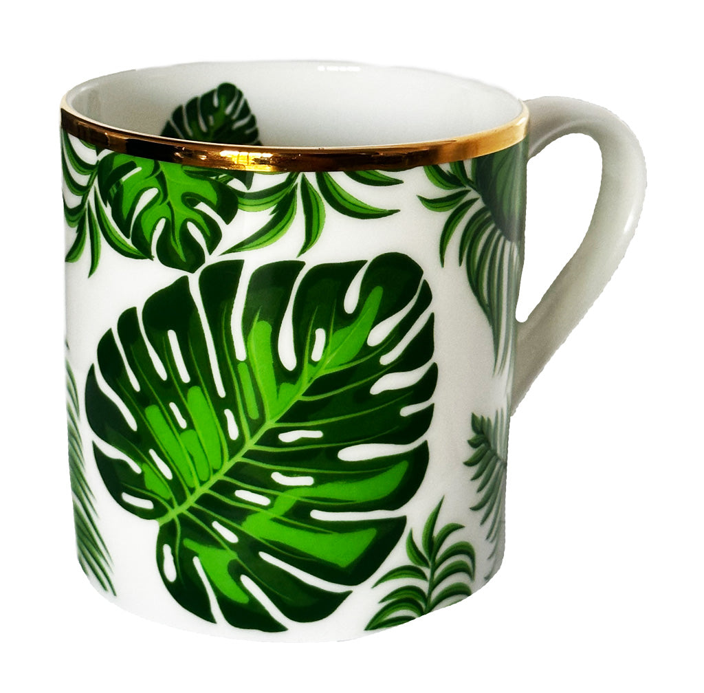 Monstera Garden Green Fine China Mug