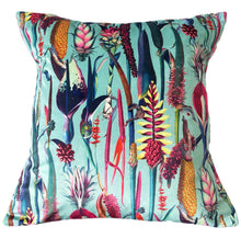 Load image into Gallery viewer, Floral Duckegg Blue Velvet Cushion
