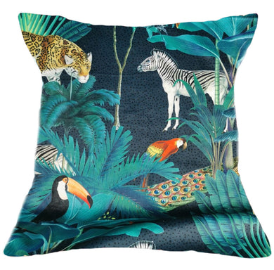 RainforestTealDigitallyPrintedPlushVelvetCushion